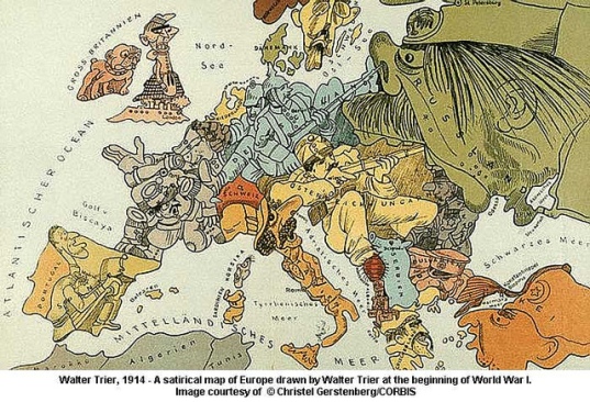 Political cartoon by Walter Trier (1890-1951).